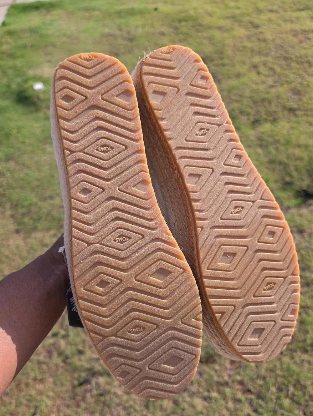 Toms Women's Valencia Natural Canvas Wedge Platform Espadrilles Size 11